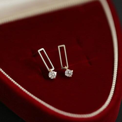 Cute Female Small Round Stud Earrings Crystal Zircon Stone Wedding Earrings Real 925 Sterling Silver Gold Earrings For Women