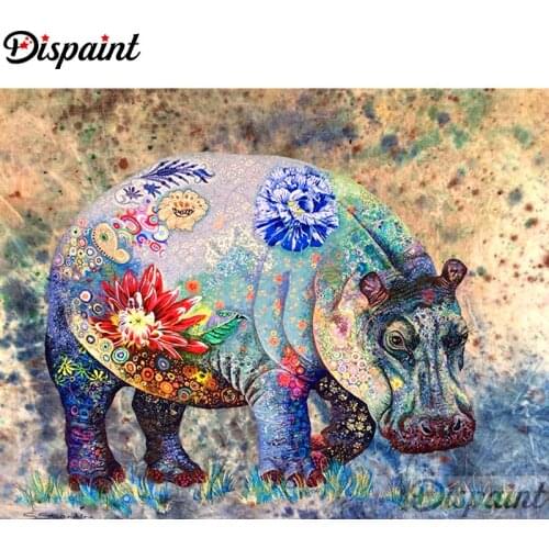 Dispaint Full Square/Round Drill 5D DIY Diamond Painting "Rhinoceros flower" Embroidery Cross Stitch 3D Home Decor A12779