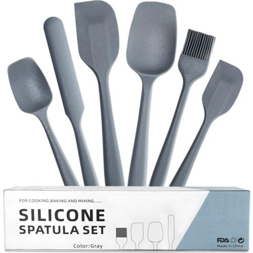 6 Pc Silicone Baking Tool Spatula Set Kitchenware Heat Resistant Bread Cake Utensils Scraper Spoon Oil Brush Cooking Accessories