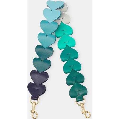 2019 Autumn New Rainbow Bag Strap Link Shoulder Strap Color Gradual Change Heart Shaped Leather Handbag Belt Bag Accessory