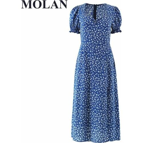 New French Sexy Dress Square Collar Short Sleeve Small Shredded Flower Casual Side Fork Female Mid-Length Dress