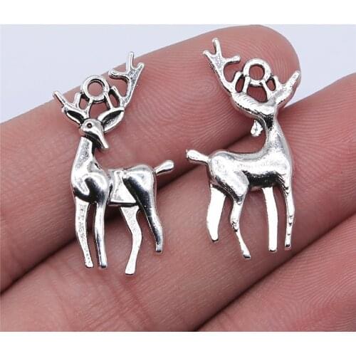 WYSIWYG 10pcs 26x14mm Antique Silver Color Deer Charms Pendant For Jewelry Making DIY Jewelry Findings