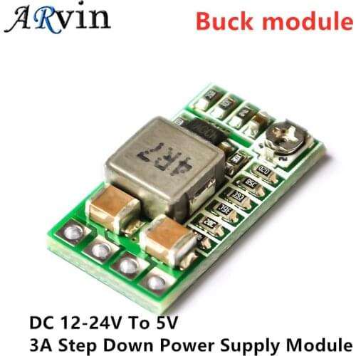 1Pcs Mini DC-DC 12-24V To 5V 3A Step Down Power Supply Module Voltage Buck Converter Adjustable 97.5% 1.8V 2.5V 3.3V 5V 9V 12V