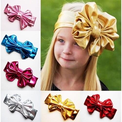 50pcs Big Bow Hairband Headband Metallic babydoll Children Headclip Bowknot School girl Turban Stretch Stylish Girls Wholesales