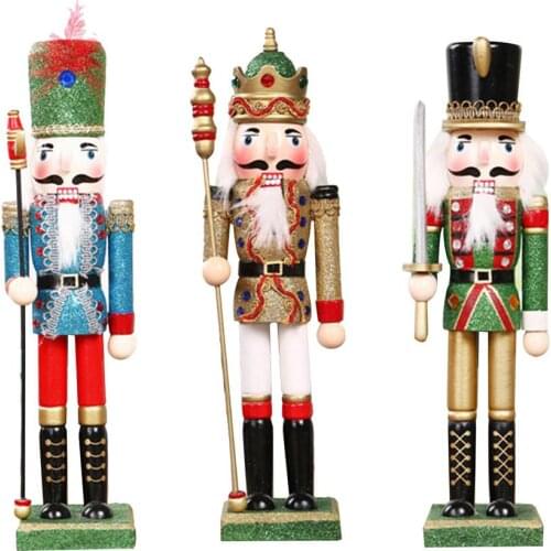 Christmas Decoration Gift 30CM Wooden Painted Nutcracker Puppet People Desktop Window Holiday Gift Nutcracker Puppet Desktop Win