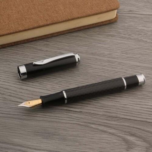 High Quality Carbon Fiber Fountain Pen Metal Silver Black Golden 35 Iridium Nib Stationery School Supplies Writing Ink Pens New