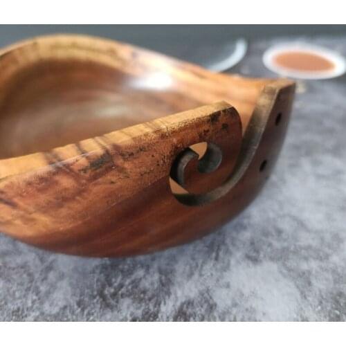 Handmade Wooden Yarn Bowl Holder Knitting Crochet Storage Organizer Wool Storage Bowl Tensioner Box Sewing Supplies E56C