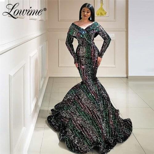 Mermaid Prom Dresses 2020 Sequins V Neck Saudi Arabia Formal Evening Gowns Special Occasion Party Dress Vestidos De Fiesta