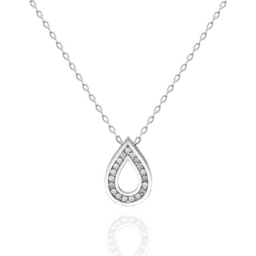 Certified Swarovski Cubic Zirconia Water Drop 925 Sterling Silver Necklace