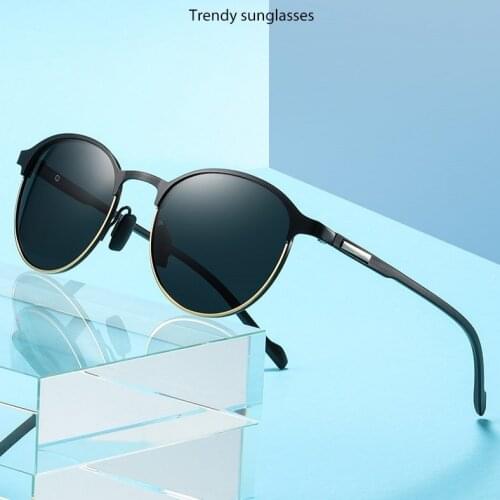 Men Round Polarized Sunglasses Men Women Vintage Rays Brand Designer Semi-Rimless Driving Sun Glasses UV400 Protection