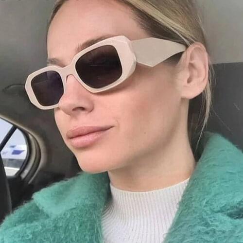 2021 Fashion Square Sunglasses Women Retro Unique Wide Legs Polygon Eyewear Shades Men Leopard Tea Dark Green Sun Glasses UV400