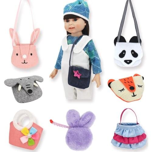 Doll Mini HandBags Cute Animal Shaped Multi Style Backpack, Fit 14 Inch to 18 Inch Dolls Accessories for Child Birthday Gift