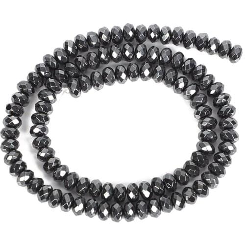 3-12mm Faceted Thick Black Hematite Natural Stone Beads For Jewelry Making DIY Loose Space Flat Beads Necklace Bracelet Handmade