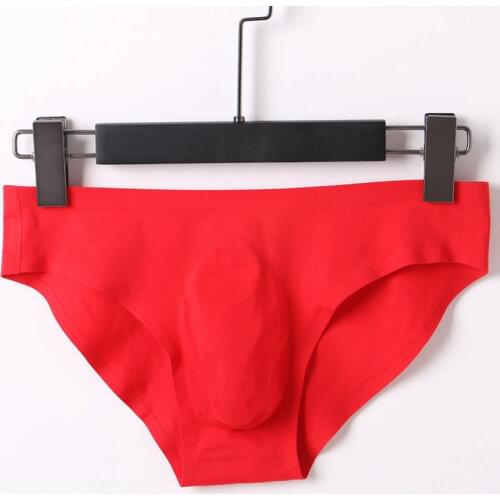 Sexy Men Modal U Convex Pouch Briefs Breathable G-string Thongs Low Rise Seamless Brief Underwear Gay Wear Plus Size F11