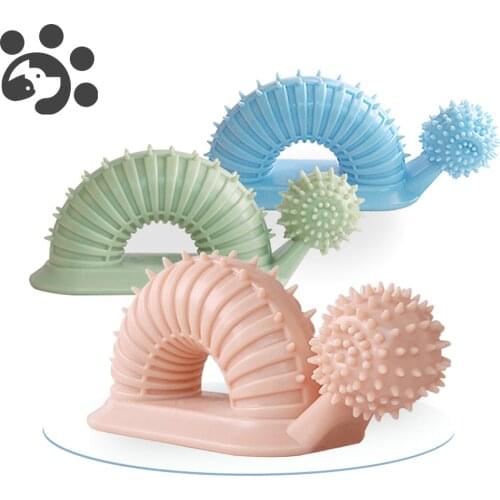 Snail Shape Dog Chew Toys for Large Small Dogs Teeth Clean Educational Rubber Pet Dog Chewing Toys Leakage Foods Toothbrush