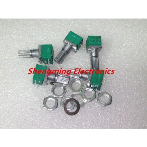 10pcs B20K RK097G Audio Amplifier Sealed Dual Potentiometer 15mm Shaft 6pins