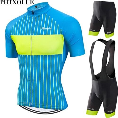 Phtxolue Cycling Clothing Men Cycling Set Bike Clothing Breathable Anti-UV Bicycle Wear Short Sleeve Cycling Jersey Sets