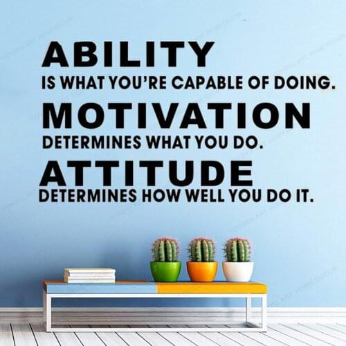 Ability motivation attitude quote wall vinyl sticker Office inspiration quote wall decal removable art mural HJ499