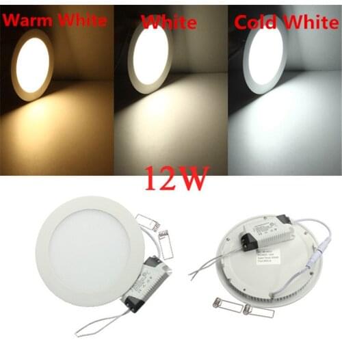 Recessed LED Ceiling Downlight Light 12Watt Ultra Thin LED Panel Light with driver AC85-265V 20pcs/lot, DHL/Fedex free shipping