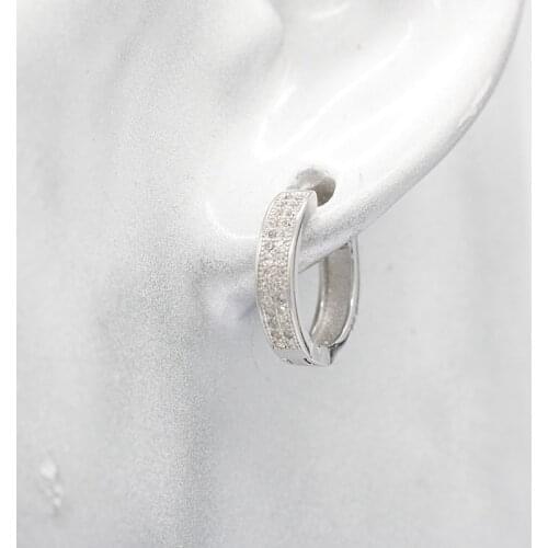 925 Sterling Silver Circle Hoop Earrings with Clear CZ Round Shape Earrings for Women Fine Jewelry