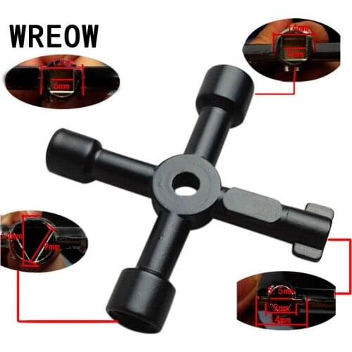 1PC Durable 4 Way Cross Wrench Hand Tools Zinc Alloy Triangle Black Utility wrench For Gas Electric Cupboard Meter Box