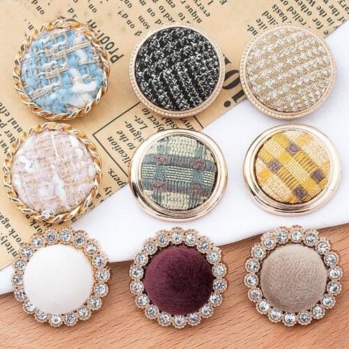 10PCS Round Inset Rhinestone Decoration Large Hand Sewing Buckle Metal Buttons High-end Coat Cashmere Woolen Suit Accessories