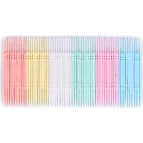 100pc Soft Plastic Double-headed Brush Stick Floss Pick Toothpick Oral Care Dental Floss Interdental Toothpick Brush Teeth Stick
