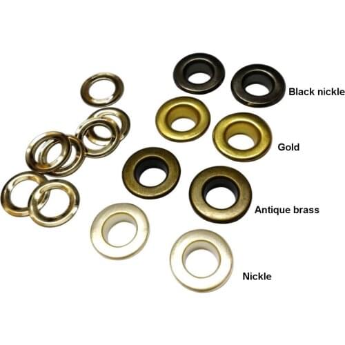 200sets/lot 8mm metal iron eyelets with washer round metal grommets nickle/black nickle/bronze /gold plating color free shipping