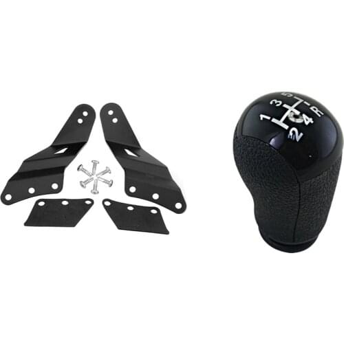 3 Pcs Car Accessories: 1 Pcs 5 Speed MT Gear Stick Shift Knob & 2 Pcs 52 Inch LED Light Bar Bracket At Upper Windshield