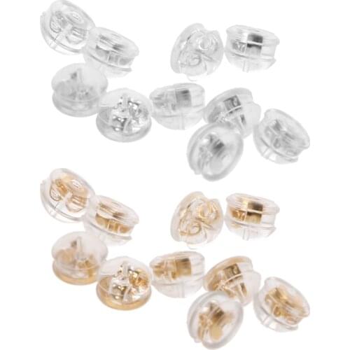 High Quality 10PCS Silicone 18K Gold S925 Sliver Earring Backs Padded Mushroom 517F