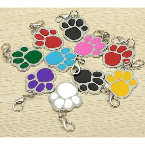 8 Colors Cat Dog Pet Name Brand Key Ring ID Card Keychain Puppy Paw Print Pendant Key Holder Wholesale Dog Tag SN1948