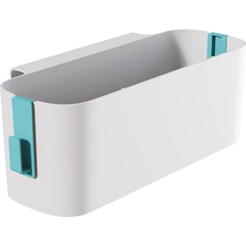 95AA Bedside Plastic Storage Caddy with Removable Hook Hanging Basket Sundries Organizer Box Holder for Dorm Room Baby Bed