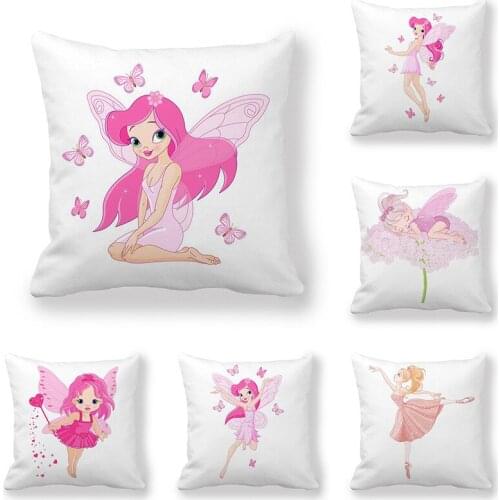 Anime Cartoon Series Cushion Cover Princess Pattern Peach Skin Pillowcase Pink Decorative Pillow Covers