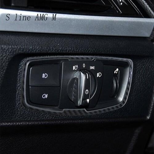 Car styling Carbon fiber Headlight Switch Buttons frame covers Stickers Trim For BMW 1 series F20 F21 interior Auto accessories