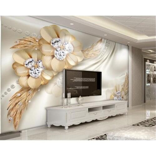 Beibehang Custom photo wallpaper wall gold high-grade diamond flower jewelry living room TV background wallpaper home decoration