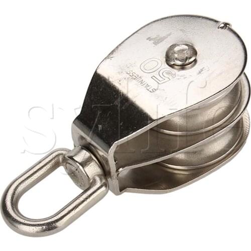 M50 Double Pulley Block for Wire Rope Cable Stainless Steel 304 50mm