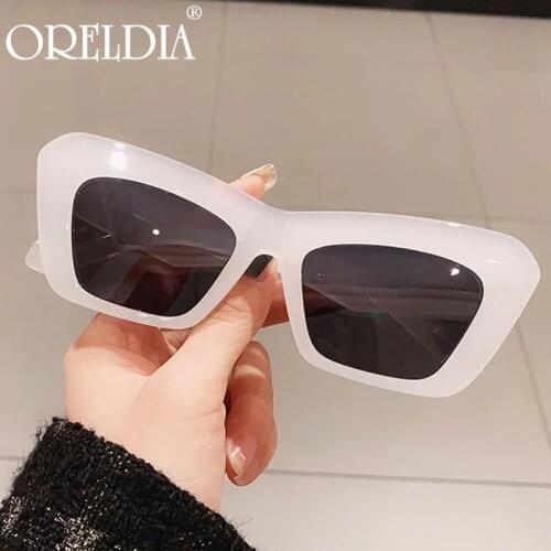 Oversize Candy Color Square Cat Eye Sunglasses For Women New Fashion Band Elegant Gradient Sun Glasses Female Blue Clear Eyewear