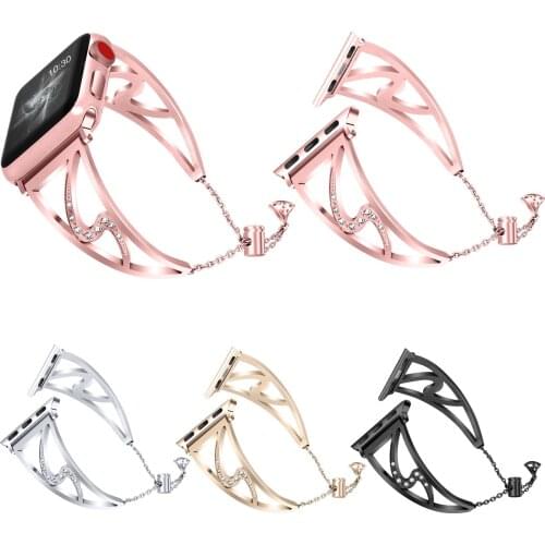 Bling Bangle Wrist Bracelet For iWatch Series 5 4 3 2 1 Apple Watch Band 40mm 44mm 38mm 42mm Diamond Stainless Steel Strap