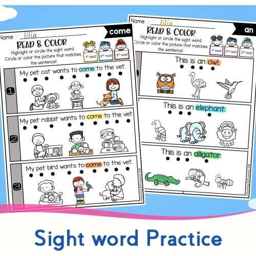 Children English Sight words Workbook Reading Comprehension Coloring Writing Books Kids Worksheet Pre K 1st Grade Learning
