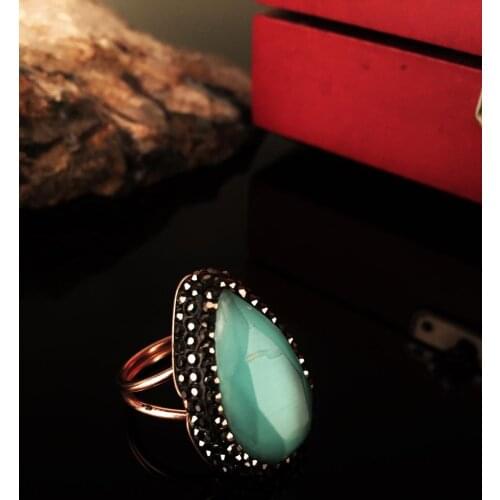 Dr Stone Natural Stone Women 'S Cat 'S Eye Stone rose gold plated Ring KRB237