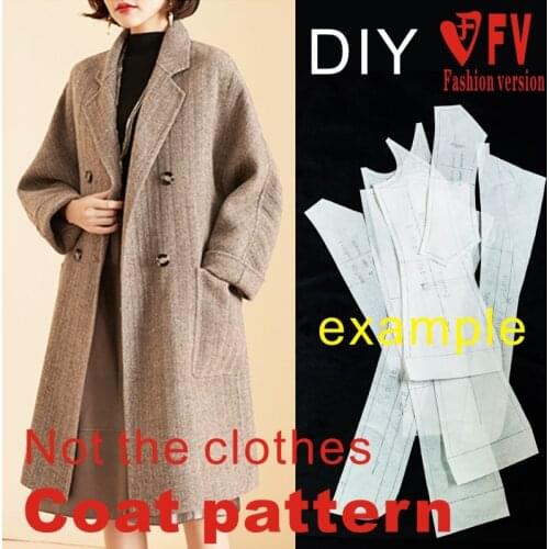 Double-sided cashmere coat pattern womens fashion coat garment drawing 1:1 sewing design drawing BFY-287
