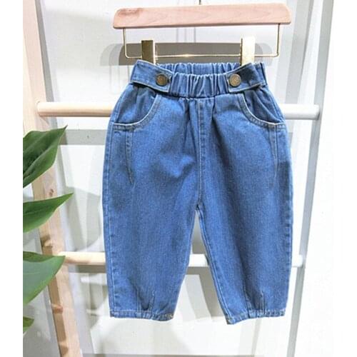 2 3 4 5 6 Years Toddler Jeans Casual Korean Jeans for Boys Baby Girls Denim Pants Elastic Waist Loose Pants for Kids Autumn 2019