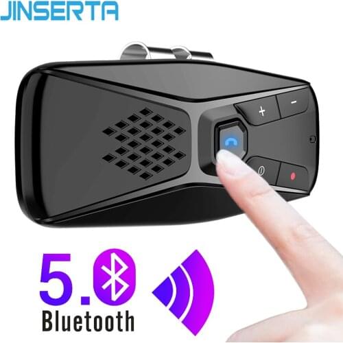 Jinserta Handsfree Bluetooth 5.0 Car Kit Wireless Speaker Auto Sun Visor MP3 Player Spainish Bluetooth Speakerphone for Phone