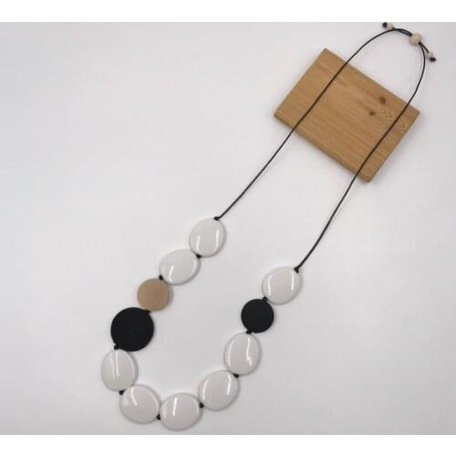 Kara&Kale Boho Fashion Jewelry Sweater Chain Long Necklace Wax Cord Acrylic Wood&Resin Beads Earthy Necklace Women Accessories