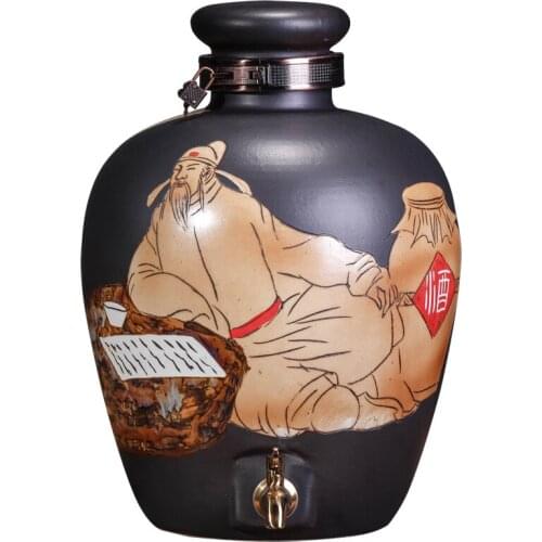 Jingdezhen Ceramic Wine Jar Wine Pot Kimchi VAT Wine Jar Wine Bottle Pit Sealed 10 Jin 30 Jin 50 Jin with Faucet liquor