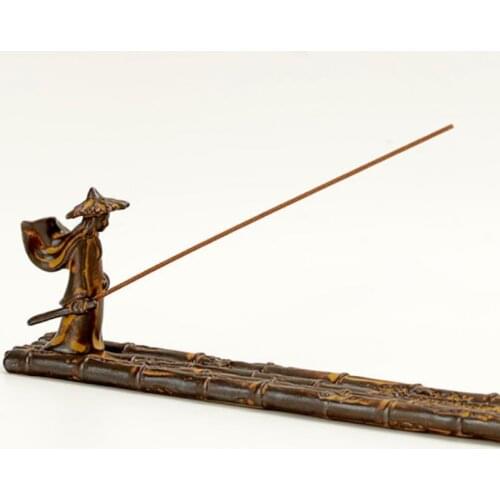 Ceramic incense burner incense stick fisherman fishing knight Ruyi creative home decoration Zen simple tea pet ornaments