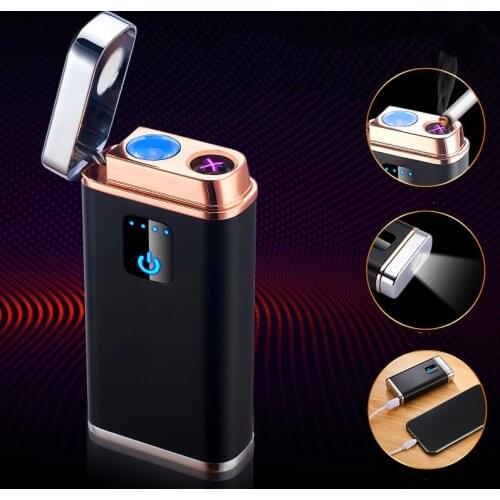 New Multifunctional Power Bank Lighter Windproof Plasma Dual Arc Lighter Outdoor Survival Tool USB Rechargeable Lighter Men Gift