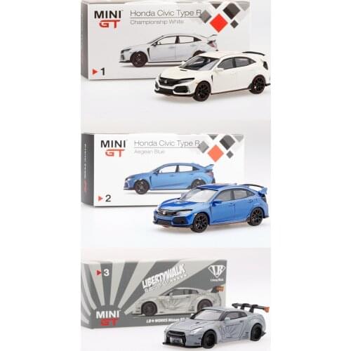 MINI GT 1/64 Honda Civic Typer iron base rubber tire Alloy trolley model