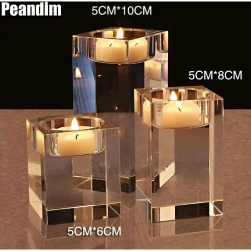PEANDIM Wedding Centerpieces Decorations Idea K9 Crystal Candle Holder Set Of 3 Tealight Candlestick Candle Strands 6cm 8cm 10cm