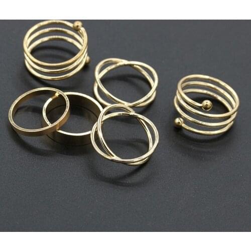 2017 New 6pcs /lot Shiny Punk Style Stacking Midi Finger Knuckle Rings Charm Leaf Ring Set for Women Jewelry